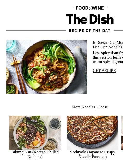 foodandwine newsletter: Dan Dan Noodles