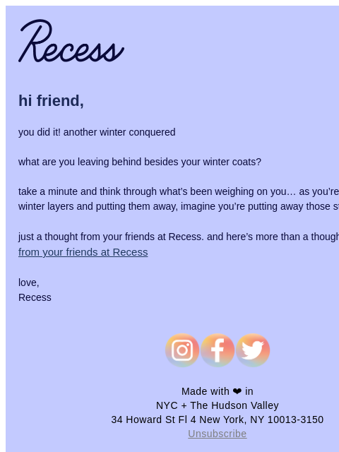 takearecess newsletter: it’s officially spring