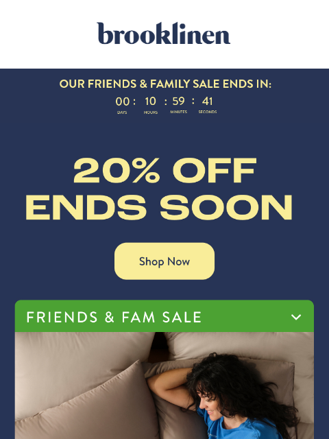 brooklinen newsletter: Final hours!!