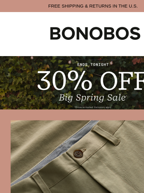 bonobos newsletter: Last Day: Up to 70% Off Pants & Jeans