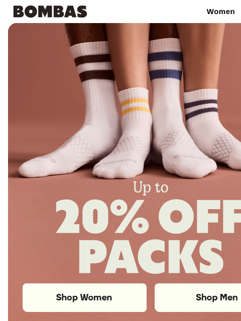 bombas newsletter: Spring Sock Refresh: Up to 20% Off Packs