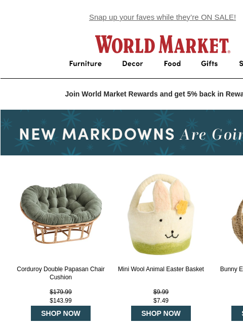 emailworldmarket newsletter: 🎉 NEW MARKDOWNS!
