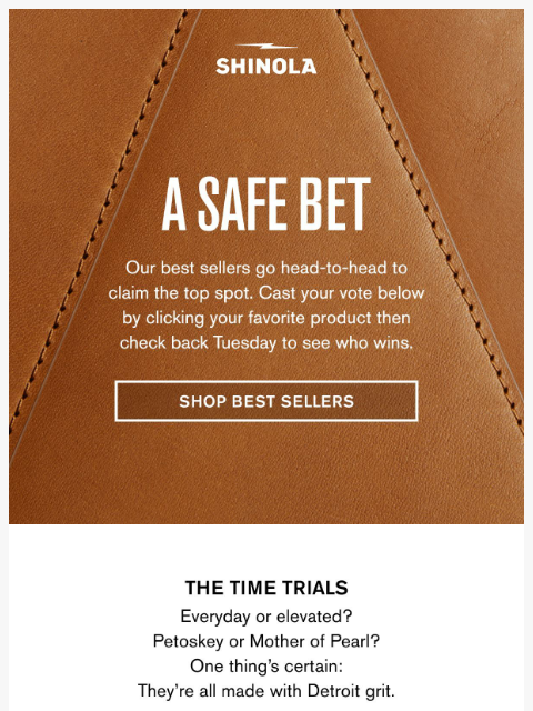 shinola newsletter: The Best Seller Bracket
