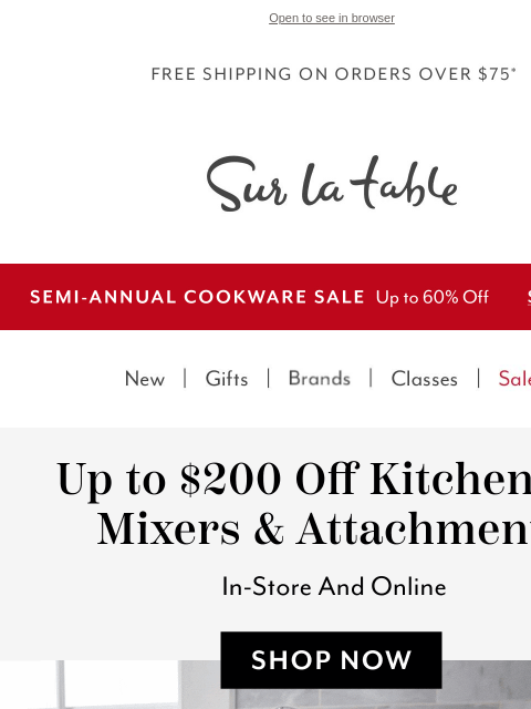 surlatable newsletter: Starts now: Up to $200 Off KitchenAid