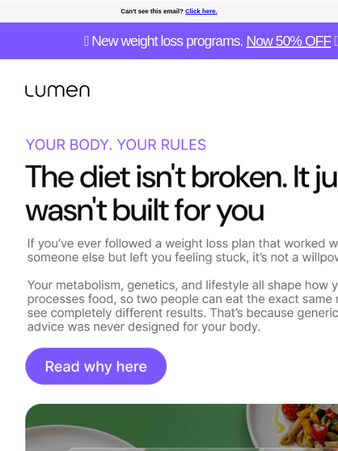 lumen newsletter: Eating the same as your friend but getting differe...