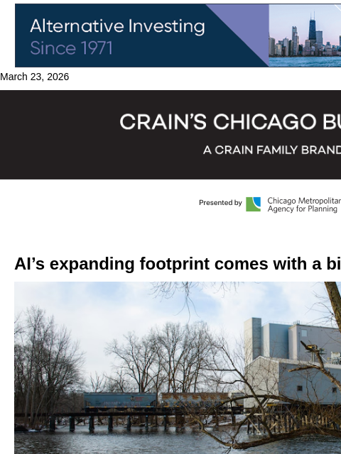 crainalerts newsletter: AI’s thirst for water