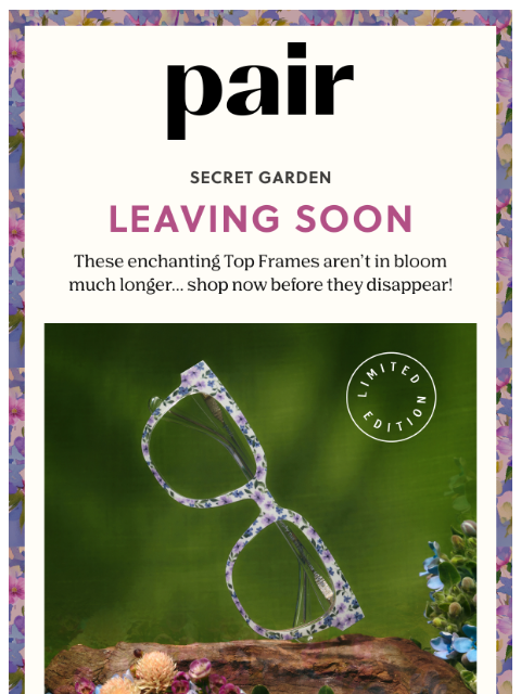 paireyewear newsletter: Leaving Soon: Secret Garden 🌷🗝️🪻