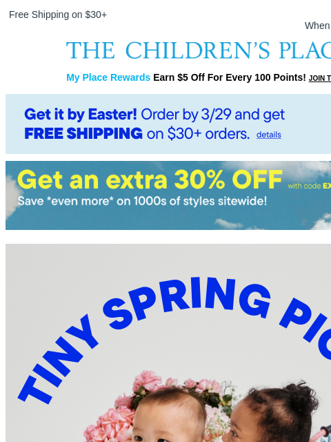 childrensplace newsletter: Tiny & Too Cute! Spring Picks for Baby 🤗