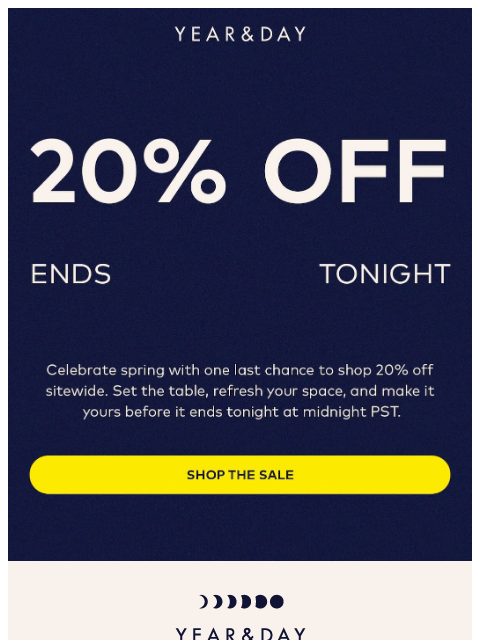 yearandday newsletter: Last chance for 20% off 📣