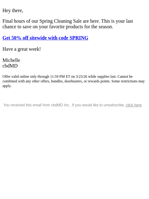 cbdmd newsletter: 🚨 Guys, Final Hours for 50% Off