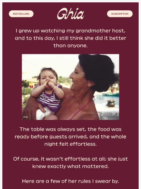 drinkghia newsletter: How My Grandmother Taught Me to Host