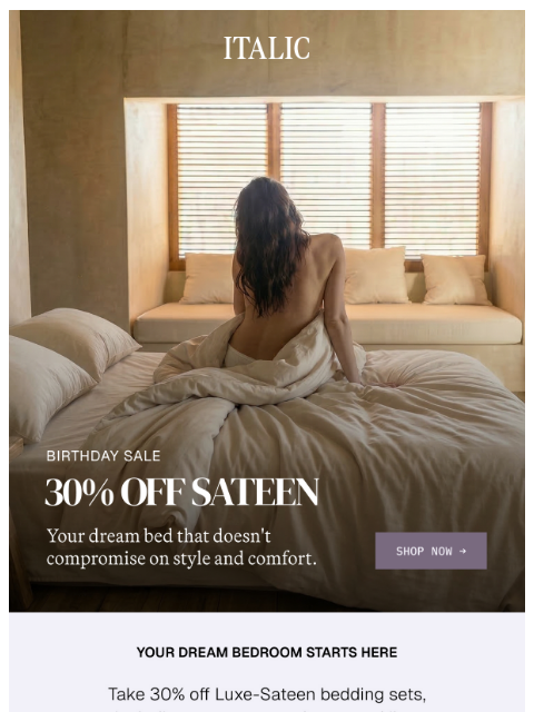 italic newsletter: Your Bed Deserves This Upgrade