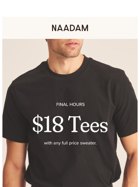 naadam newsletter: Final hours for $18 tees!