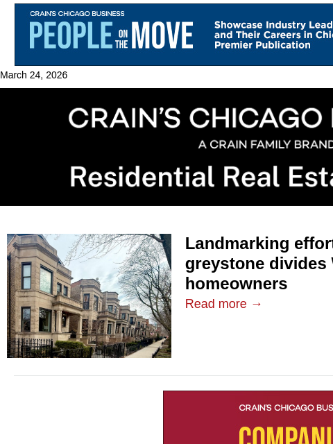 crainalerts newsletter: Landmarking effort divides West Lakeview