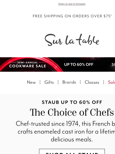 surlatable newsletter: Up to 60% off Staub: Loved by Chefs (and you!)