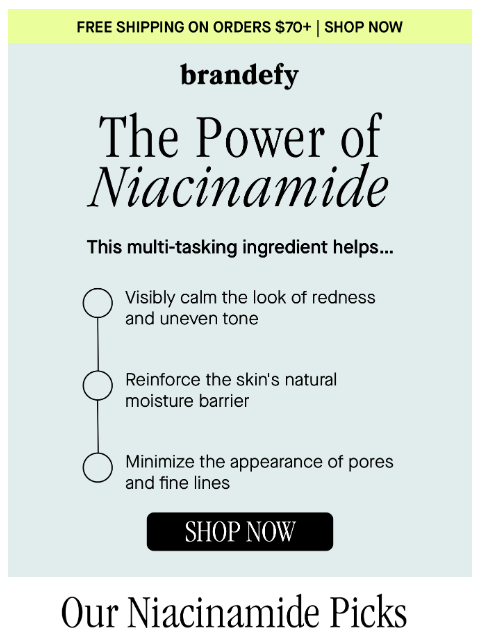 brandefyskin newsletter: The power of niacinamide