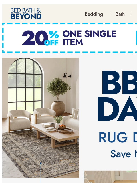 bedbathandbeyond newsletter: BB&B Days: rugs up to 75% off