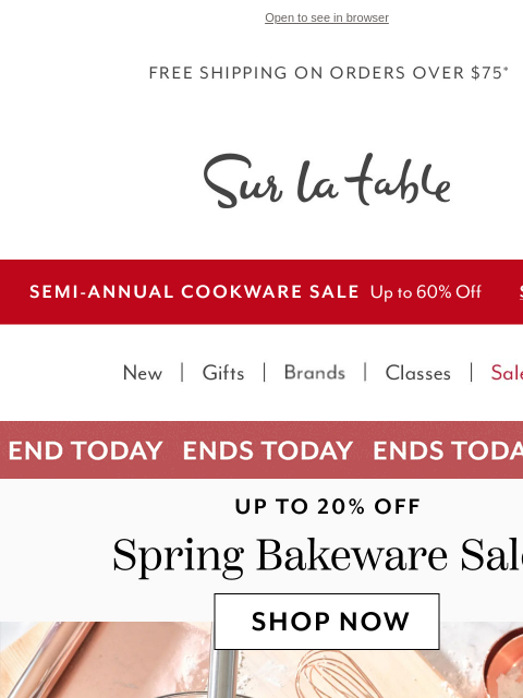 surlatable newsletter: Ends Tonight: Spring Bakeware Sale