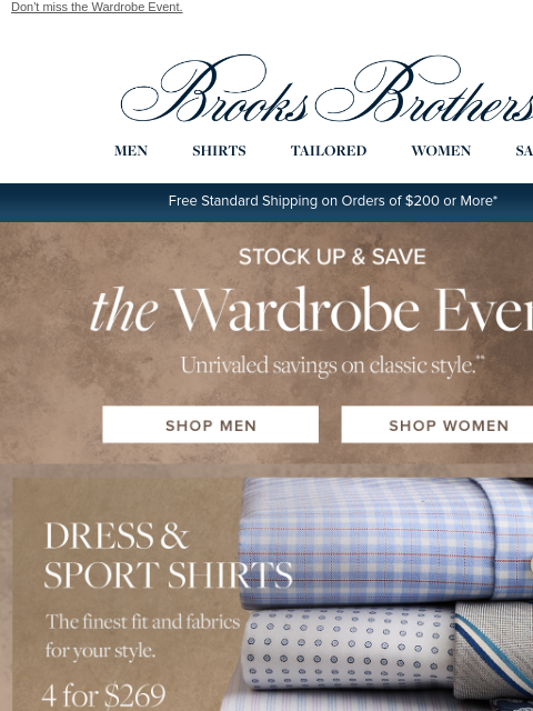brooksbrothers newsletter: 𝐄𝐧𝐝𝐬 𝐓𝐨𝐝𝐚𝐲: specially pricing on shirts, ...