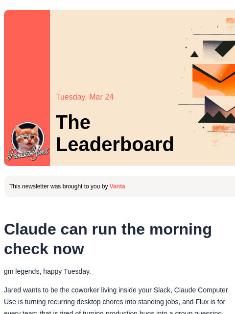 producthunt newsletter: 😸 Claude controls your computer now