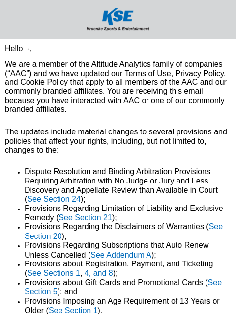 thedenvernuggets newsletter: Updates to Terms of Use, Privacy Policy, and Cooki...