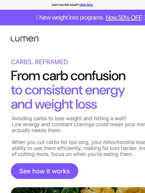 lumen newsletter: Could eating more carbs help you lose more weight?