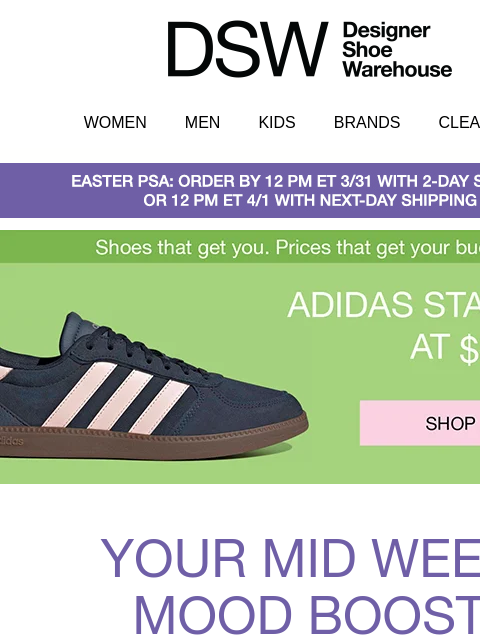 dsw newsletter: From $64.99: adidas 😮