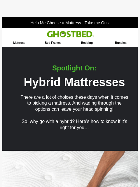 ghostbed newsletter: 🔦 Spotlight on.... Hybrid Mattresses