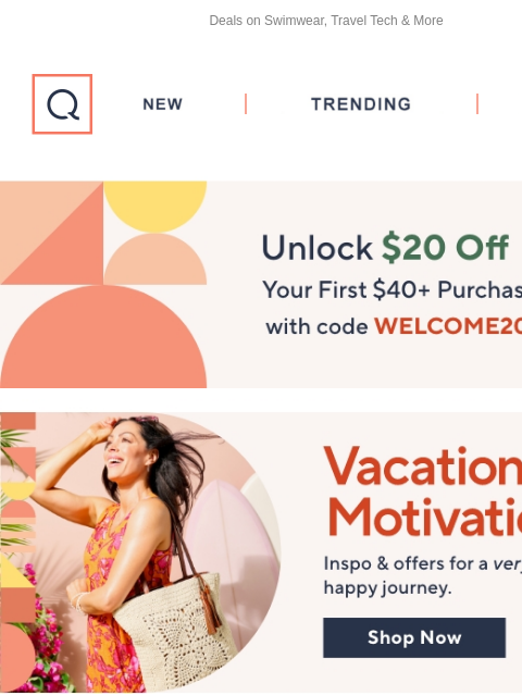 Deals on Swimwear, Travel Tech & More QVC New TRENDING DEALS Unlock $20 off Your First Purchase Travel Swimwear Sandals Self Tanners Travel Tech Sutter Buttes (2) 250ml Gourmet Olive Oil Duo Sutter