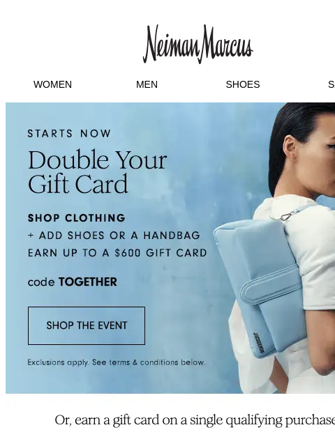 Buy clothing, then add shoes or a handbag & double your gift card ‌ ‌ ‌ ‌ ‌ ‌ ‌ ‌ ‌ ‌ ‌ ‌ ‌ ‌ ‌ ‌ ‌ ‌ ‌ ‌ ‌ ‌ ‌ ‌ ‌ ‌ ‌ ‌ ‌ ‌ ‌ ‌ ‌ ‌ ‌ ‌ ‌ ‌ ‌ ‌ ‌ ‌ ‌ ‌ ‌ ‌ ‌ ‌ ‌ ‌ ‌ ‌ ‌ ‌ ‌ ‌ ‌ ‌ ‌ ‌ ‌ ‌ ‌ ‌ ‌ ‌