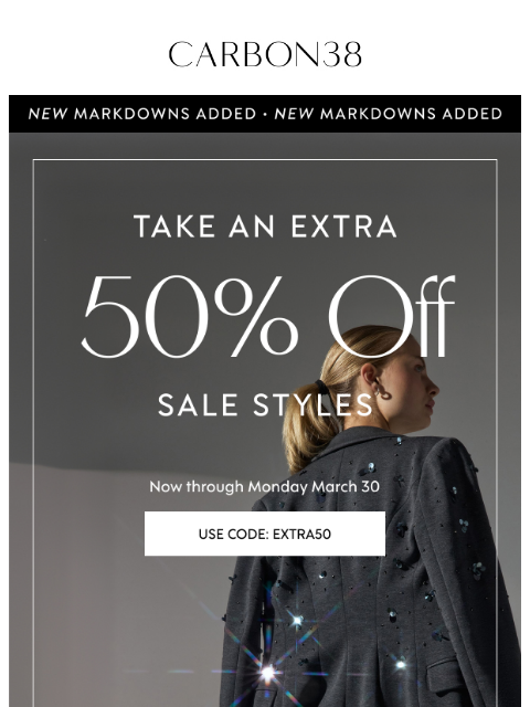 carbon38 newsletter: Drop everything: up to 65% off starts NOW