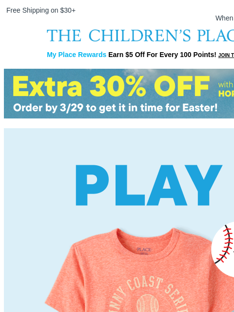 childrensplace newsletter: Found: Their New Fave Baseball Tees ⚾