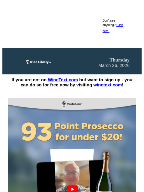 winelibrary newsletter: Huge Prosecco Sale hits Monday, 3/30, on Wine Text...
