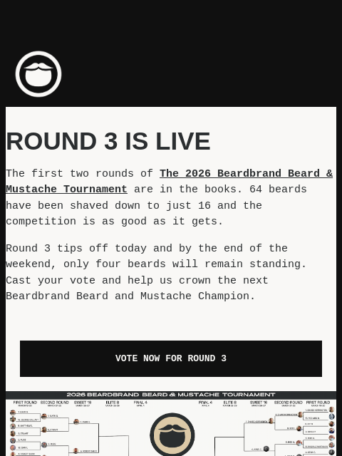 beardbrand newsletter: Beardbrand Beard & Mustache Tournament: Round 3