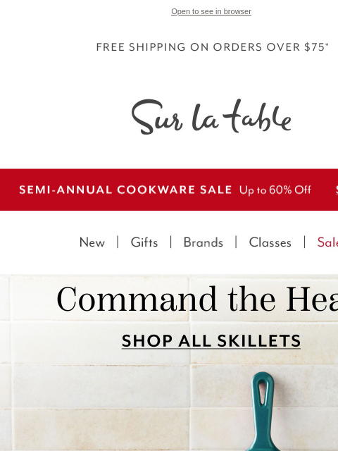 surlatable newsletter: The skillet that fits your cooking is on sale.