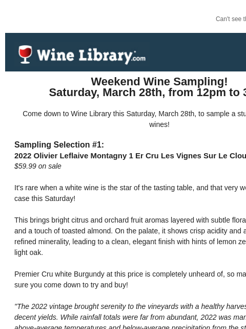 winelibrary newsletter: Leflaive, 95 Pt Tuscan and more at the tasting tab...