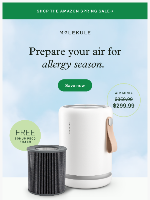 molekule newsletter: Save $60 on Air Mini+ w/ a FREE bonus filter