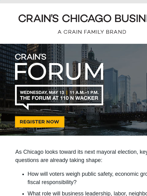 crainliveevents newsletter: What will decide Chicago's next mayoral race?