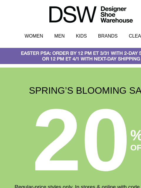 dsw newsletter: There’s *20% off* inside here