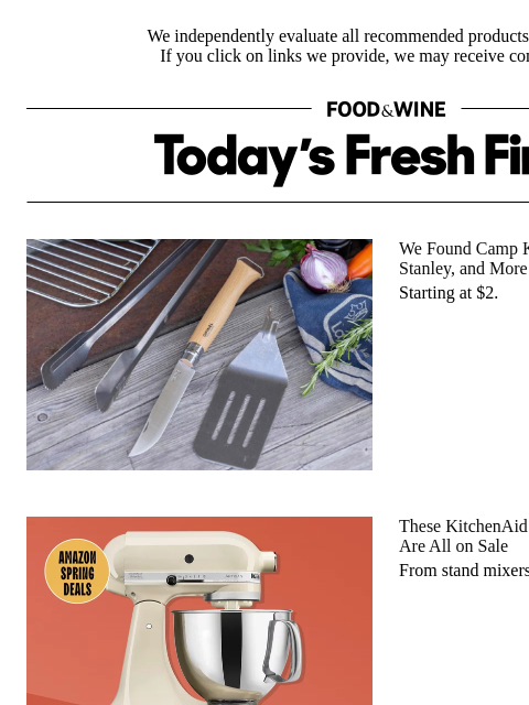 foodandwine newsletter: Score! KitchenAid Stand Mixers, Oven Mitts, and Mo...