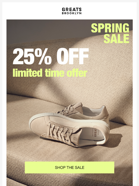 greatsbrand newsletter: Spring Sale: 25% off