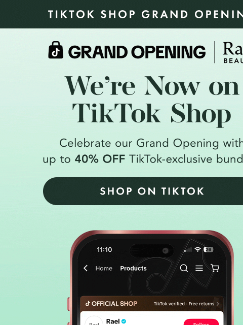 getrael newsletter: We’re Live on TikTok Shop 🎉 Up to 40% Off