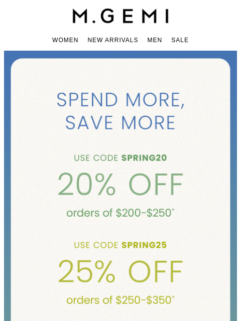 mgemi newsletter: Take Up To 30% Off New Arrivals!