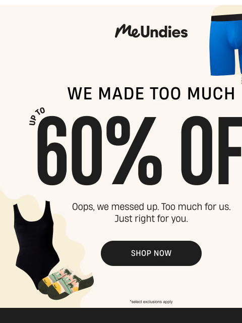 meundies newsletter: Oops