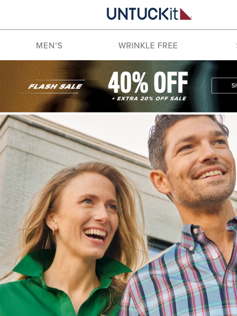 untuckit newsletter: 40% Off Now & Later Styles ✈️🎉