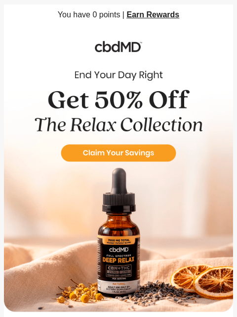 cbdmd newsletter: Make Your Evenings Better with 50% Off