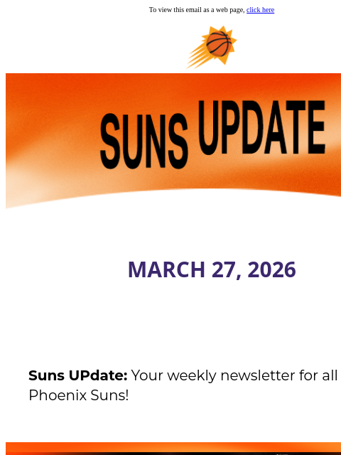 suns newsletter: Suns UPdate: 3 Suns Regular Season Home Games Left...