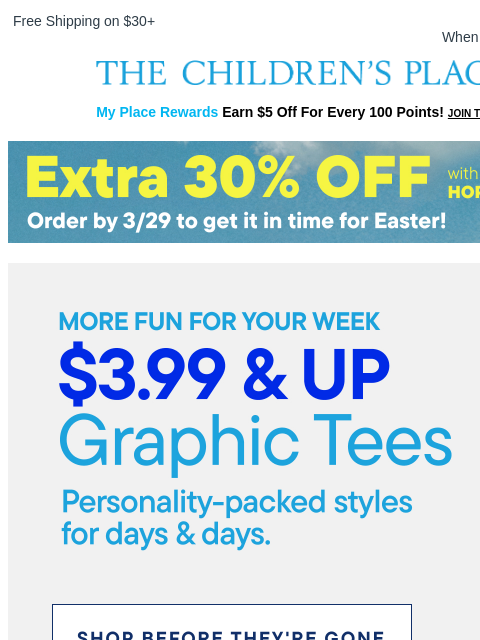 childrensplace newsletter: Graphic Tees for the Most Epic Week 🙌