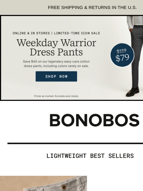 bonobos newsletter: Lightweight Favorites You’ll Need Soon