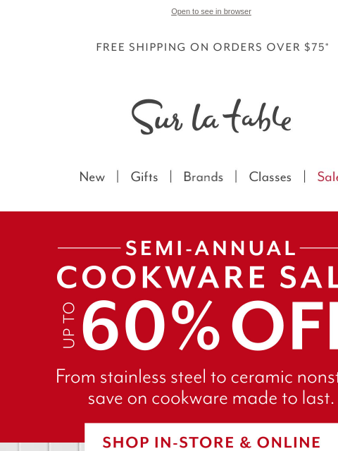 surlatable newsletter: Stainless Steel Cookware, Now on Sale